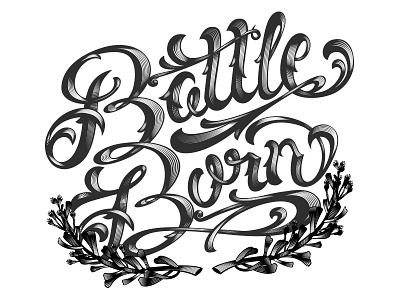 Battle Born Typography anniversary linework nevada sagebrush script type