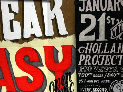 Speak Easy Flier collage flier handlettering lettering nevada poetry poster reno spoken type typography
