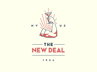 The New Deal Drink Hall bar branding flexing illustration lettering martini new deal reno typography wpa