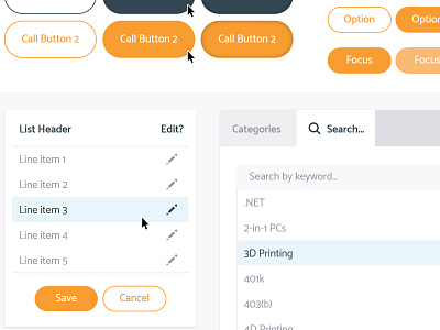 Measure Twice active buttons clean dropdowns focus lists minimal nevada reno tabs ui ux