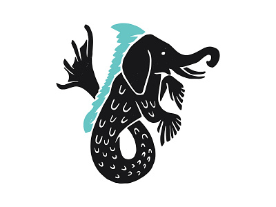 Pseudo Mythology branding creature elephant illustration laxalt mythology nevada print reno sea
