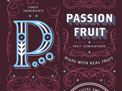 Passionfruit Label concentrate filigree fruit label linework nevada packaging passionfruit reno syrup