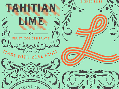 Tahitian Lime Label concentrate filigree fruit label lime linework nevada packaging reno syrup tahitian lime