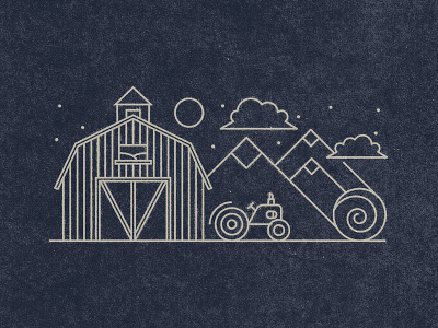 Simpler Times bail barn farming hay illustration laxalt linework mountains nevada reno simple tractor