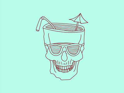 Currently beer booze cup drinks linework monday skull umbrella