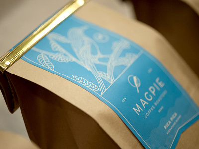 Magpie Packaging Detail bird blend coffee illustration linework magpie nevada packaging reno