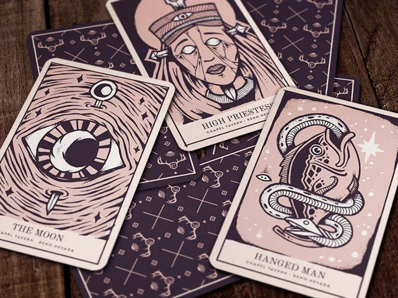 Chapel Tarot Deck black magic new york city brooklyn priestess moon fish pattern illustration deck reno tarot chapel