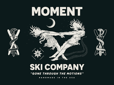 Moment Skis branding brooklyn illustration linework moment nevada nyc reno ski skiing snake snow