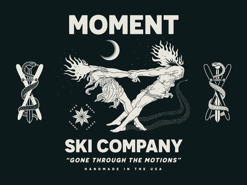 Moment Skis illustration branding nevada reno nyc brooklyn linework skiing snake snow ski moment