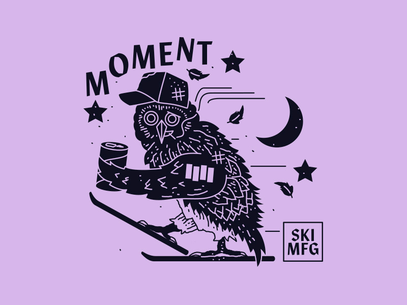 Moment Skis - Night Owls branding new york city nyc brooklyn nevada reno illustration skiing night owl skis moment