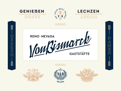 Von Bismarck blackletter branding brooklyn gastatte identity illustration nevada new york city nyc prussian reno restaurant savor thirst typography