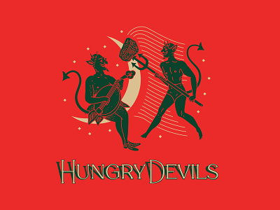 Hungry Devils - Moondance branding brooklyn food truck hand lettering identity illustration linework nevada new york city nyc pitchfork reno typography