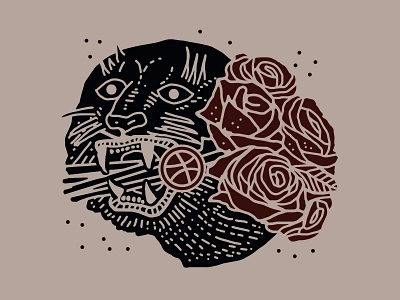 Dribbble: Where there's guts, there's curiousity ball brooklyn dribbble illustration laxalt linework lion nevada new york city nyc panther reno tiger