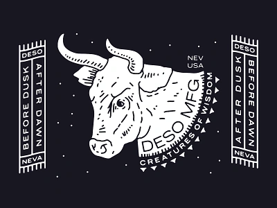 Creatures of Wisdom branding brooklyn bull cow dawn desert desolation dusk dust great basin illustration laxalt linework moo nevada new york city reno road trips tahoe wisdom