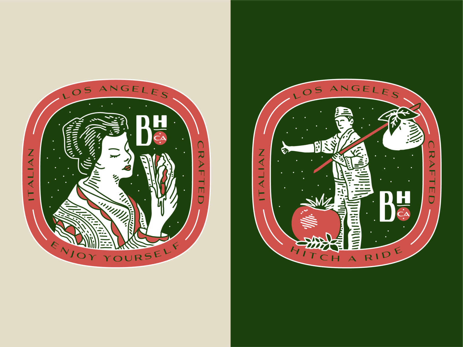 Burrata House Badges badge badge design burrata cheese design hitchhiker illustration italian italy la los angeles tomato