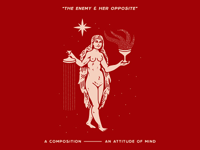 The Enemy & Her Opposite attitude branding brooklyn chalice enemy fire flames her illustration laxalt linework mind nevada new york city nyc opposite reno typography warmth woman
