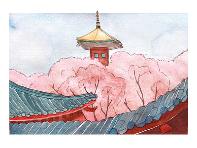 Cherry blossoms in wuhan illustration