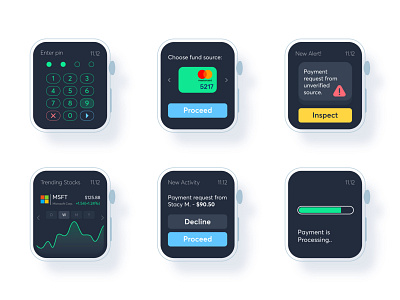 Unifin Watch interfaces app apple watch apple watch design finance finance app finances fintech mobile mobile app mobile app design