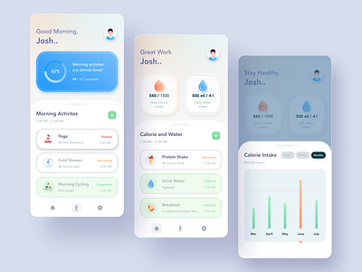 Health tracker app UI abstract design design agency fitness fitness app food health and fitness health app health tracker mobile app design mobile app design agency modern soft ui ui ui design uiux user interface