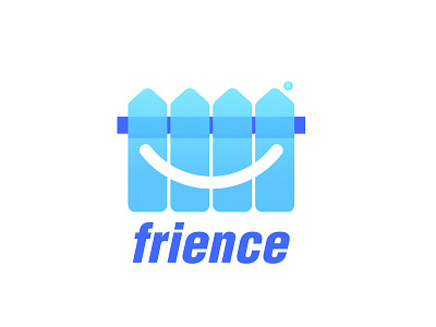 frience logo 2d blue color fence flat friend gradient illustrator logo minimal modern