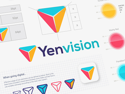 Yenvision 2d abstract adobe brand branding color colorful design gradient graphic icon illustration illustrator logo logomark minimal modern online sketch typography