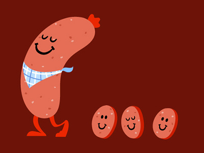 Sausage Family cartoon character design illustration