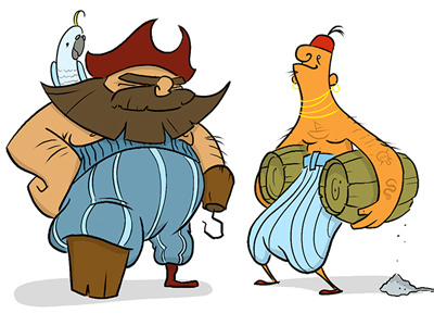 Arg! These Be Pirates cartoon character design illustration silly