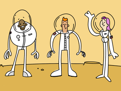 Fun Astronauts character design illustration