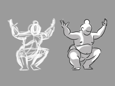 Figure Drawing - Sumo character design figure drawing illustration