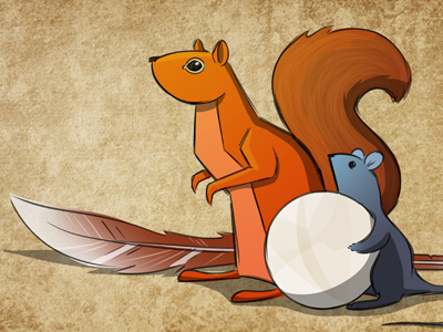 Squirrel and Mouse character design illustration