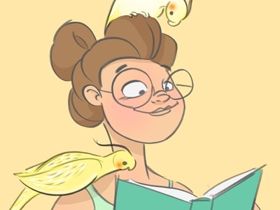 Readers cartoon character design illustration