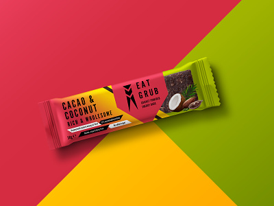 Eat Grub Packaging - Cricket Energy Bars (Cacao & Coconut) bag branding graphic design pack package package design package mockup packagedesign packaging packaging design packaging mockup packagingdesign packagingpro snack snack bar snackbar