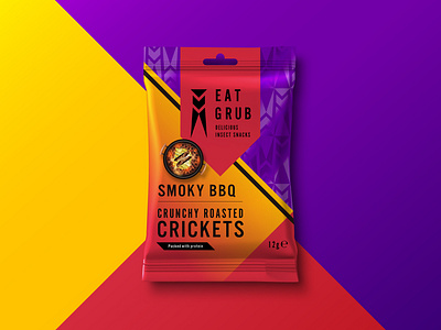 Eat Grub Packaging - Roasted Cricket (BBQ) bag branding graphic design pack package design package mockup packagedesign packaging packaging design packaging mockup packagingdesign packagingpro snack