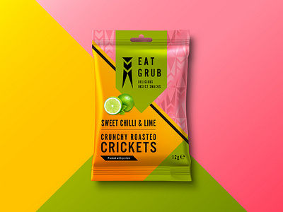 Eat Grub Packaging - Roasted Crickets (Lime) bag branding graphic design pack package package design package mockup packagedesign packaging packaging design packaging mockup packagingdesign packagingpro snack