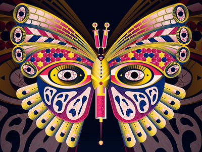 Butterfly of Drugs animal art digital illustration drawing geometric art geometric design geometry illustration illustrator poster symmetrical symmetry vector vector illustration