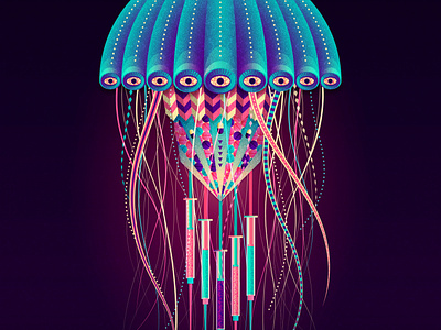 Jellyfish of Drugs animal art digital illustration drawing geometric art geometric design geometry illustration illustrator poster symmetrical symmetry vector vector illustration