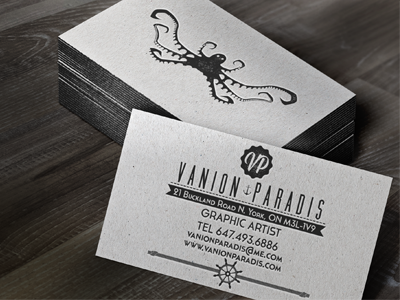 Business Card Design black and white business card graphic design nautical octopus