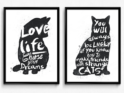 Love Life cat ink life love luck silhouette type typography