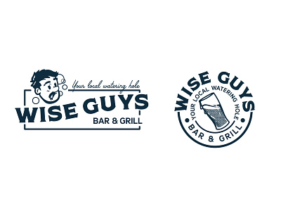 Wise Guys Rebrand bar branding cartoon design illustration logo logotype pub rebrand restaurant retro type vector vintage