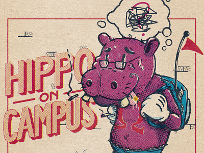 HippoCampus cartoon character design comic art design halftone hippo hippocampus hippopotamus illustration retro vintage