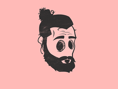 Profile Pic beard beard and bun cartoony illustration