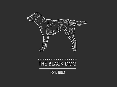 The Black Dog 92 bar black and white design dog illustration lines t shirt the black dog
