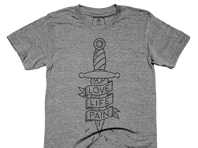 Love Life Pain T-Shirt cotton bureau dagger design illustration life line art love love life pain pain tattoo tshirt tshirt design