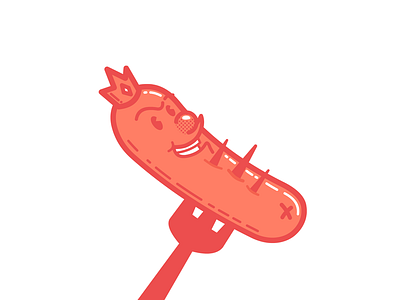 Hot Dog! cartoon crown fork hot dog illustration king sausage sausage king of chicago vector