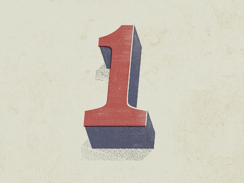ONE retro vintage illustration design numbers typeface typography type