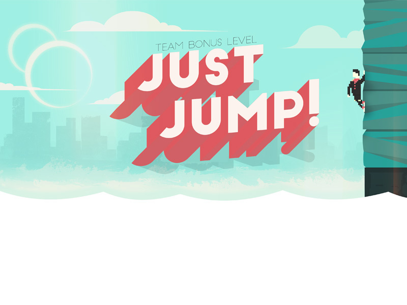Just Jump! pixel art game design jump design type illustration waves 8-bit videogame