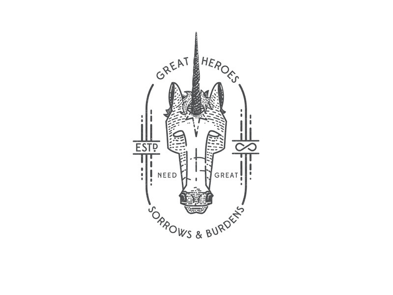 Last Unicorn the last unicorn line art vintage design illustration badge unicorn