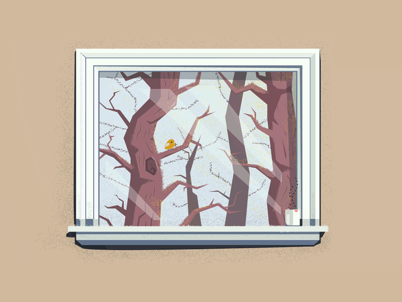 Lone Lark animation bird cartoon design illustration window