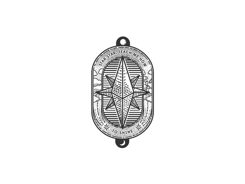 Star Star the frames black and white badge design line art shine star halftones vintage design illustration