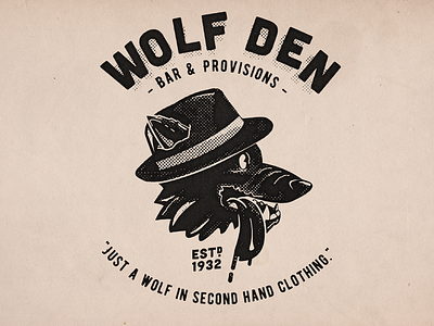 Wolf Den black and white cartoon design illustration retro tshirt design vintage wolf wolf creep